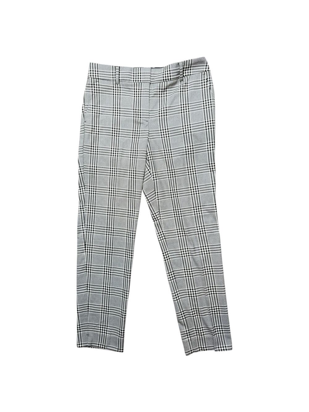 Talbots Hampshire Ankle Pants Women Size 6 Glen Plaid Black White